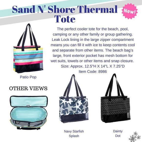 Thirty One Sand N’ Shore Thermal Tote Patio Pop NEW - Picture 2 of 8